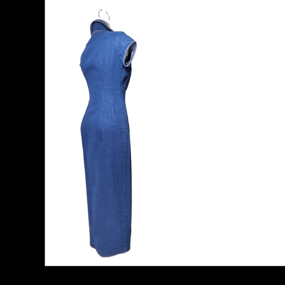 VESTI Blue Denim Maxi Dress Size S/P - Picture 3 of 15